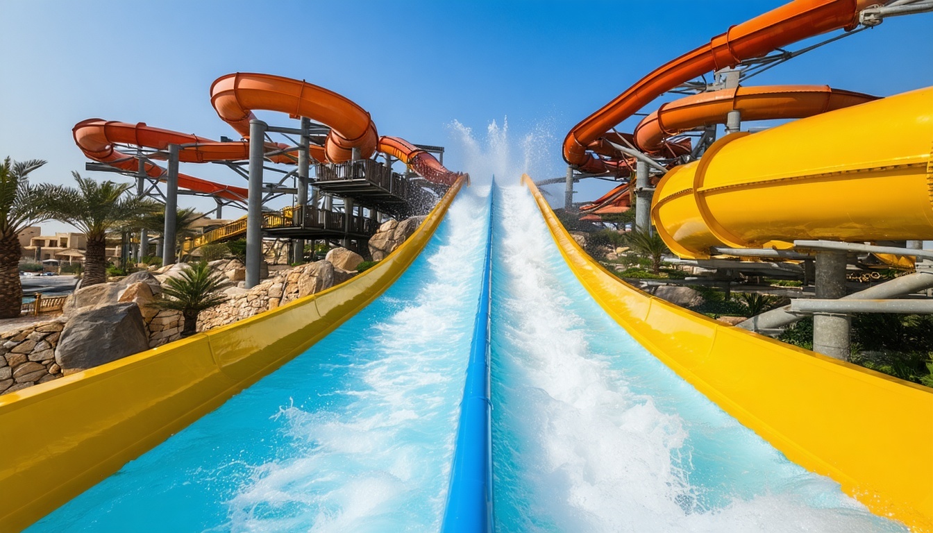 Exciting water slides and attractions at a Dubai water park